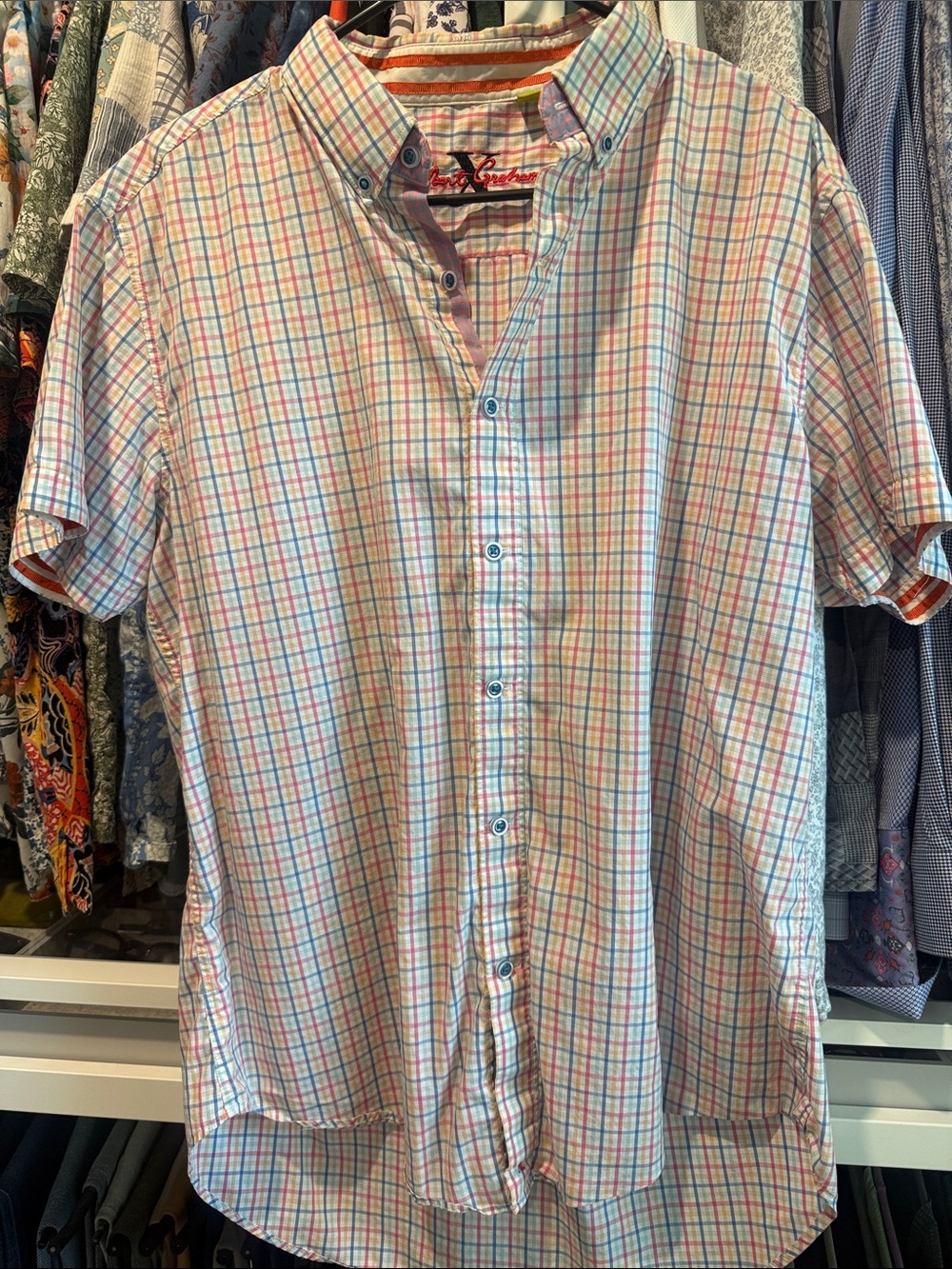 Robert Graham Pastel Plaid Short-Sleeve Button-Down Shirt